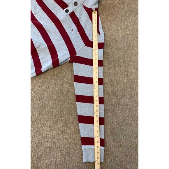 Tommy Hilfiger Henley Sweater Mens L Mock Neck Long Sleeve Striped Cotton Knit - Picture 5 of 7